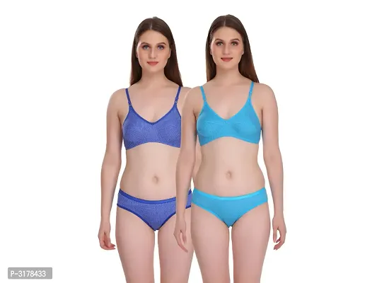 Buy Multicoloured Cotton Spandex Bra Panty Set Pack Of 2 Online In India At  Discounted Prices