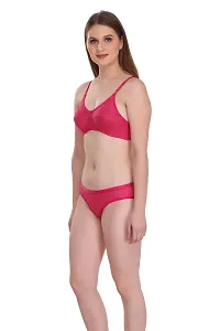 Pink Cotton Spandex Bra  Panty Set-thumb1