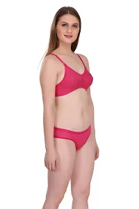 Pink Cotton Spandex Bra  Panty Set-thumb2