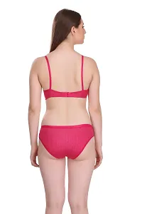 Pink Cotton Spandex Bra  Panty Set-thumb3