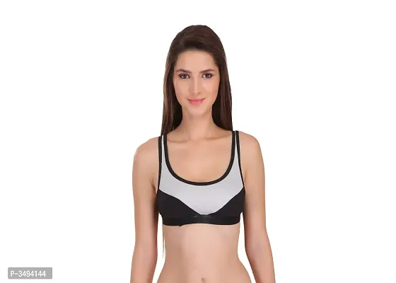 Women Black Cotton Spandex Sports Bras-thumb0