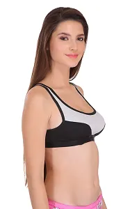 Women Black Cotton Spandex Sports Bras-thumb2