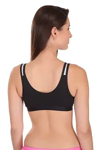 Women Black Cotton Spandex Sports Bras-thumb3