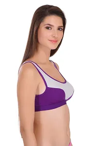 Women Multicoloured Cotton Spandex Sports Bras Combo of 2-thumb3