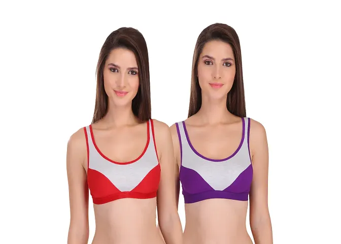 Hosiery Solid Sport Bra For Women Pack Of 2