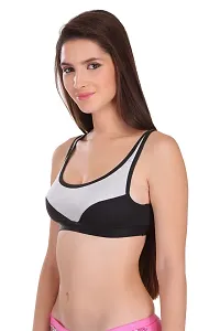 Women Multicoloured Cotton Spandex Sports Bras Combo of 3-thumb2