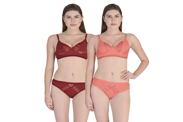 Forcado Keshrya Bra Panty Set for Women Color(Pack of 2)