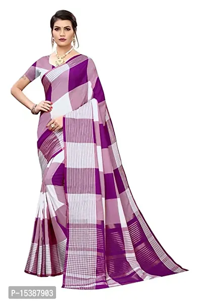 Stylish Cotton Multicoloured Saree With Blouse Piece For Women-thumb0