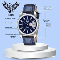 Stylish Blue Genuine Leather Analog Watch For Men-thumb2