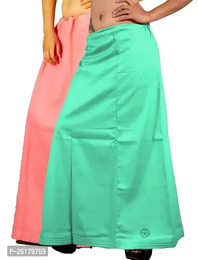 Cotton Saree Womens Inskirt Peticoat Full Length Plain Petticoat || Women's Cotton Saree inskirt Petticoat (Baby Pink  Light Green)