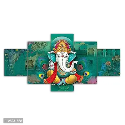 KAVASH CREATIONS  Set Of five Ganesh Framed Painting For Wall , Home Deacute;cor , Pooja Room ,Drawing Room ,Office (G317X30) INCHES-thumb0