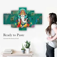 KAVASH CREATIONS  Set Of five Ganesh Framed Painting For Wall , Home Deacute;cor , Pooja Room ,Drawing Room ,Office (G317X30) INCHES-thumb1