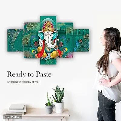 KAVASH CREATIONS  Set Of five Ganesh Framed Painting For Wall , Home Deacute;cor , Pooja Room ,Drawing Room ,Office (G317X30) INCHES-thumb2