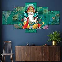 KAVASH CREATIONS  Set Of five Ganesh Framed Painting For Wall , Home Deacute;cor , Pooja Room ,Drawing Room ,Office (G317X30) INCHES-thumb2