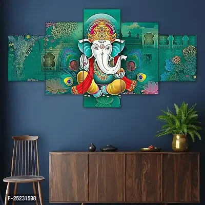 KAVASH CREATIONS  Set Of five Ganesh Framed Painting For Wall , Home Deacute;cor , Pooja Room ,Drawing Room ,Office (G317X30) INCHES-thumb3