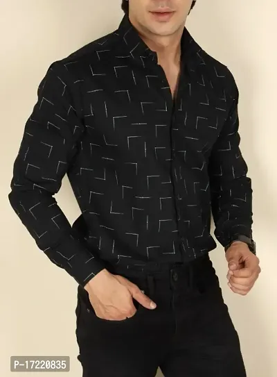 New Micro Printed Shirt's For Man's With Classic Coller Long Sleeves With Pocket Formal Use-thumb0