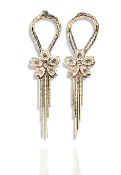 PrezzieBush EARRING Flower design cristal alloy simple earrings for women and girls (SILVER)