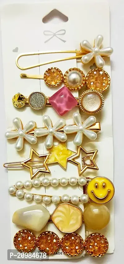 R ENTERPRISE GOLDEN DIAMOND WITH PEARL HAIR CLIPS-thumb0