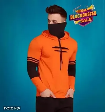 Comfortable Orange Polycotton Sweatshirts For Men