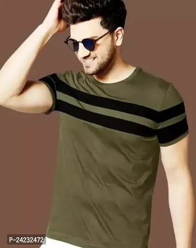 Comfortable Grey Cotton Blend Tees For Men-thumb0