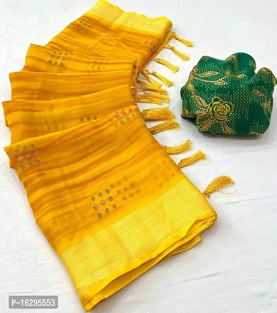 Trendy Printed Chiffon Saree with Blouse-thumb0