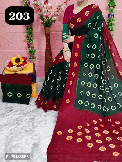 Trendy Women Cotton Bandhni Saree-thumb0