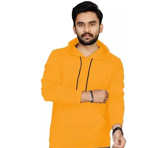 Elegant Blend Solid Long Sleeves Hoodies For Men