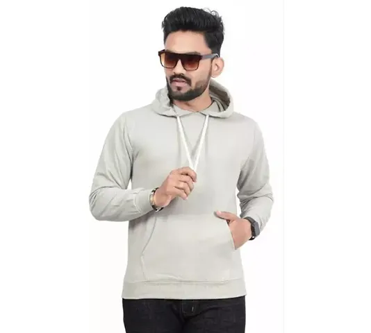 Elegant Fleece Solid Long Sleeves Hoodies For Men