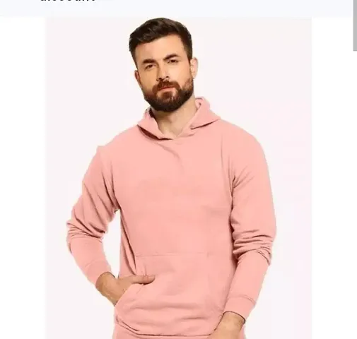 Elegant Fleece Solid Long Sleeves Hoodies For Men