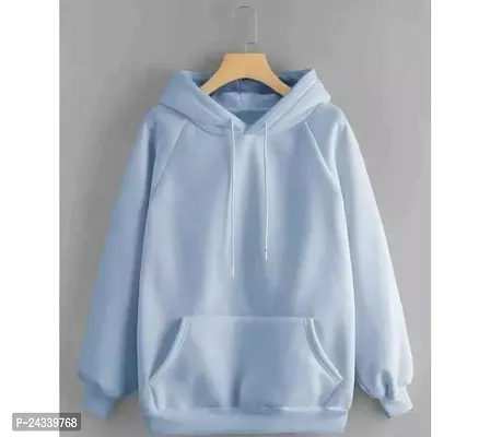 Elegant Blue Wool Solid Long Sleeves Hoodies For Men