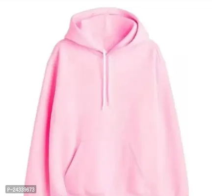 Elegant Pink Fleece Solid Long Sleeves Hoodies For Men