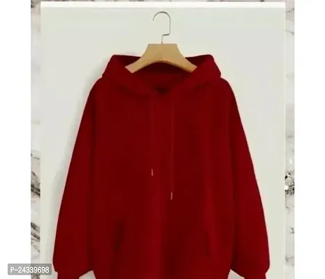 Elegant Red Fleece Solid Long Sleeves Hoodies For Men-thumb0