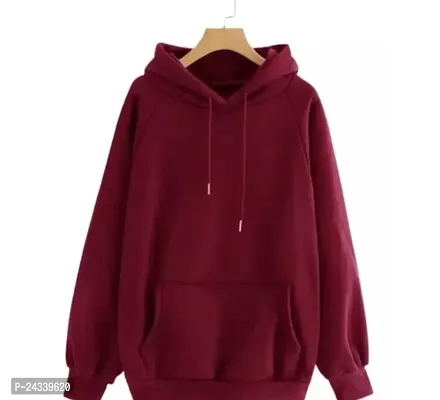 Elegant Maroon Wool Solid Long Sleeves Hoodies For Men-thumb0