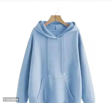 Elegant Blue Cotton Blend Solid Long Sleeves Hoodies For Men-thumb0