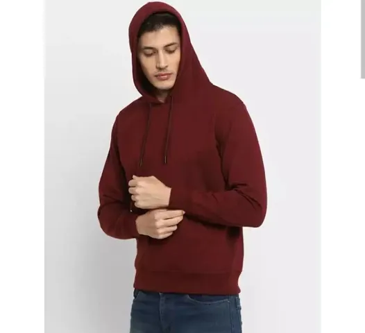 Comfortable Wool Solid Long Sleeves Hoodies For Men