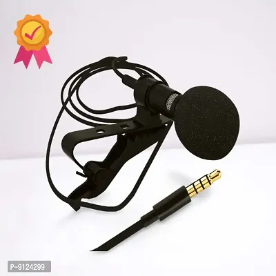 Dynamic Lapel Collar Mic Voice Recording Lavalier Microphone for Singing YouTube, Black-thumb0