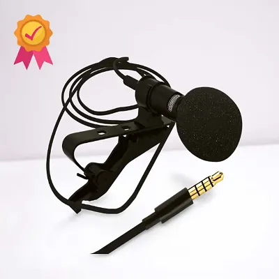 Dynamic Lapel Collar Mic Voice Recording Lavalier Microphone for Singing YouTube, Black