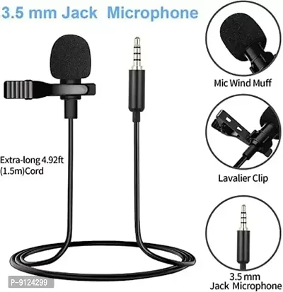 Dynamic Lapel Collar Mic Voice Recording Lavalier Microphone for Singing YouTube, Black-thumb3