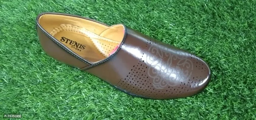 Stylish Beige PU  Formal Shoes For Men-thumb0