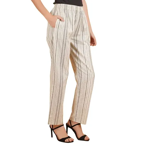 Bhuvika Women's Flex Striped Trouser/Regular Plazzo Fit Lounge Pant (BGST01)