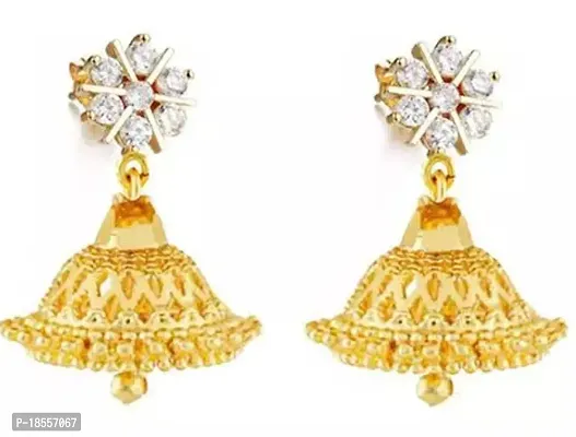 Golden Brass Agate Jhumkas Earrings For Women