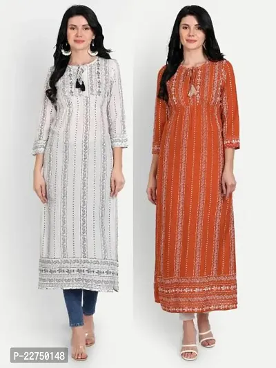 Trendy Multicoloured Printed Cotton Blend Kurta Combo For Women