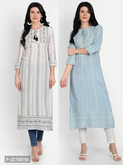 Trendy Multicoloured Printed Cotton Blend Kurta Combo For Women