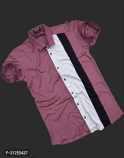 Stylish Pink Lycra Solid casual Shirt For Men