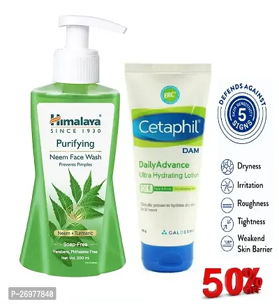 Himalaya Herbal Purifying Neem Purifying  Face Wash, 200 ml With Cetaphil DAM lotion 100 ml-thumb0