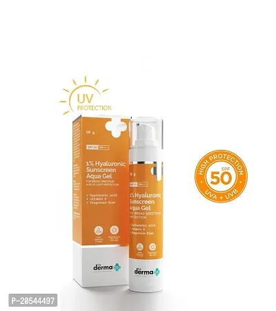 The Derma Co 1% Hyaluronic Sunscreen Aqua Ultra Light Gel with SPF 50 PA++++ For Broad Spectrum, UV A, UV B  Blue Light Protection - 50g(dermaco) pack of 1-thumb0