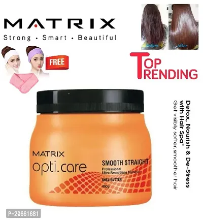 Matrix opticare  smooth straight hair spa 490 g pack of 1 + get free facial band pack of 1-thumb0