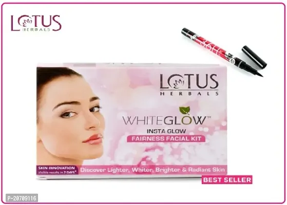 Lotus herbal white glow  facial kit 250 gm pack of 1 +36 h eyelinear pack of 1