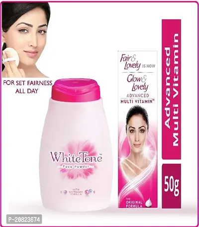 WHITETONE FACE POWDER 30G +  glow and lovely FACE CREAM 25G PACK OF 1