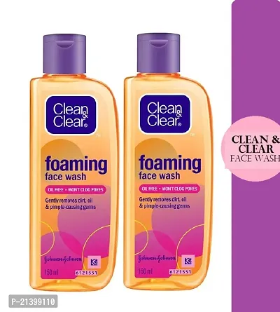 Clean  Clear Foaming Facewash for Oily Skin 150 ml (Pack of 2 )-thumb0